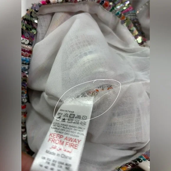 Nasty Gal Multi Color Sequin Checkerboard Mini Dress Sparkly Festival Party Sz10 - Picture 9 of 9